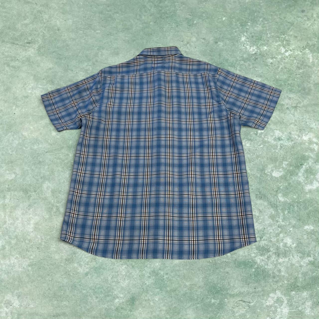 North Face checkered short sleeve shirt blue TNF festival surf style check shirt button down summer