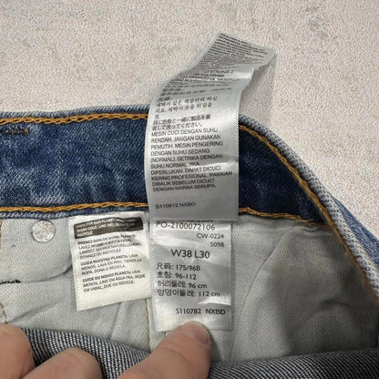 Levis 505 jeans casual streetwear W38L27 blue loose straight leg y2k style pants red tab logo skater