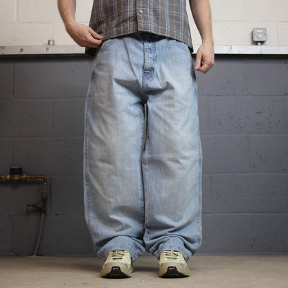 Y2K baggy denim surf jeans W36L32 blue Loose leg Dodeca skater style loose leg jeans