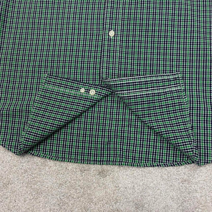 Green checkered Chaps technical shirt XL men's long sleeve button up autumn y2k style
