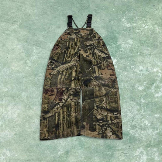 Y2k Mossy Oak camo dungarees green Russell Outdoors tree camouflage bib overalls