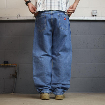 Dickies jeans loose straight denim y2k W38L30 blue Loose thick 100% cotton workwear skate pants