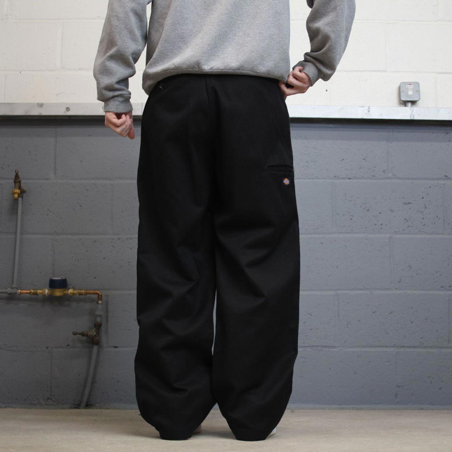 Y2k baggy fit Dickies double knee work pants black Loose leg chino style skate trousers