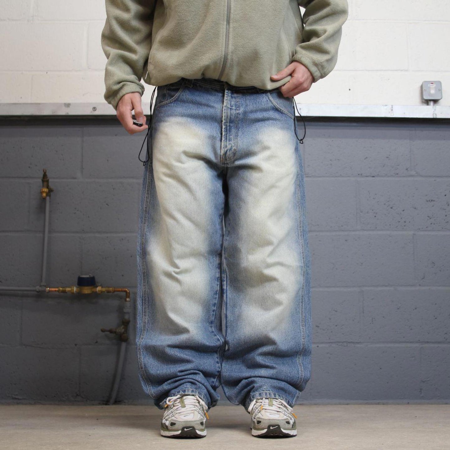 Vintage y2k baggy skate jeans wide leg blue Loose fit Jordan Craig skater style denim pants