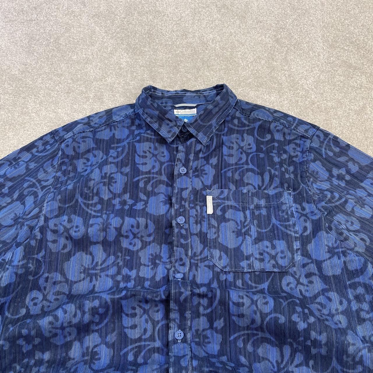 Columbia corduroy short sleeve Hawaiian shirt blue Y2K floral patterned festival surf summer shirt