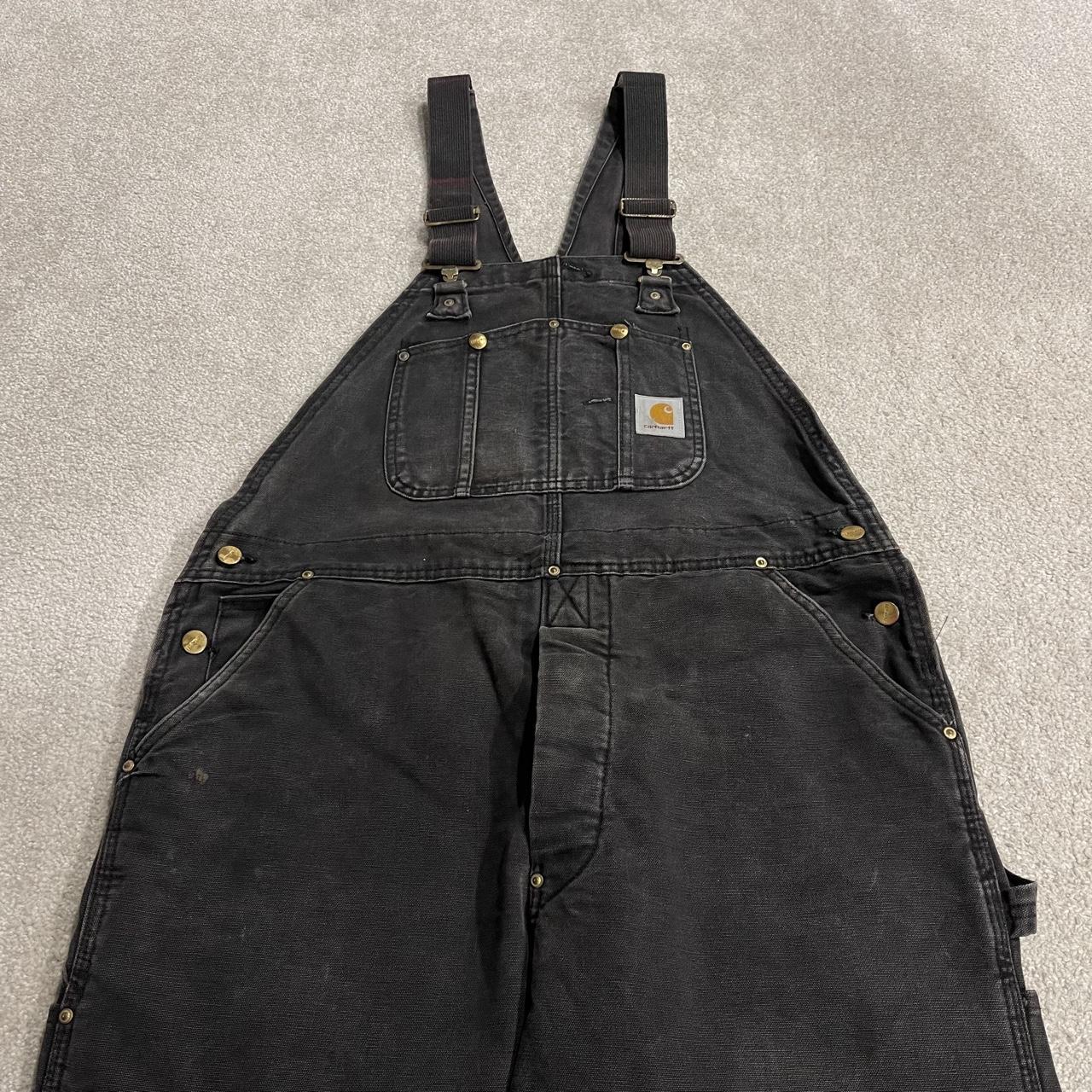 Carhartt baggy dungarees thick insulated overalls washed black