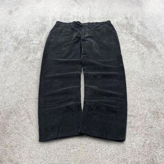 Vintage Y2K jumbo corduroy pants charcoal black Gala Wide wale chunky cord trousers
