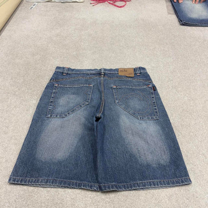 Vintage Y2k baggy shorts skater style blue Wide leg WBJ denim summer festival jorts