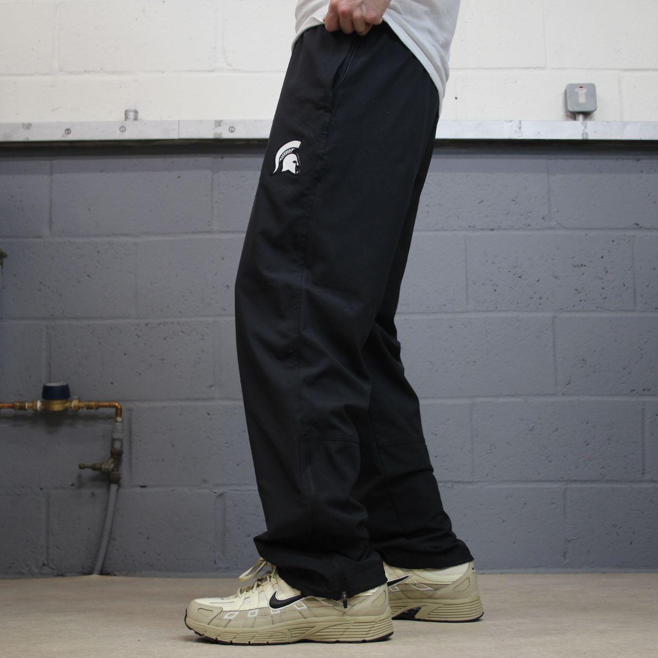 Y2K Nike tracksuit bottoms black Loose floaty mesh lined swoosh logo track pants