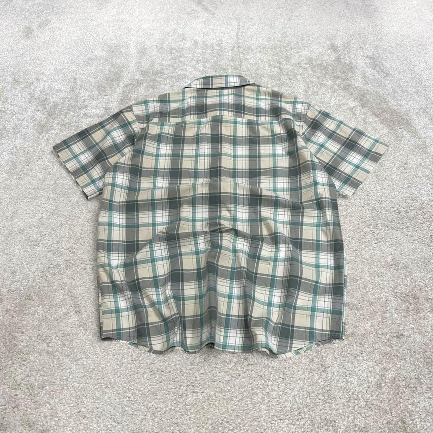 Columbia checkered short sleeve shirt geeen Surf style check shirt summer festival