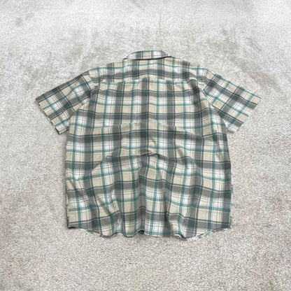 Columbia checkered short sleeve shirt geeen Surf style check shirt summer festival
