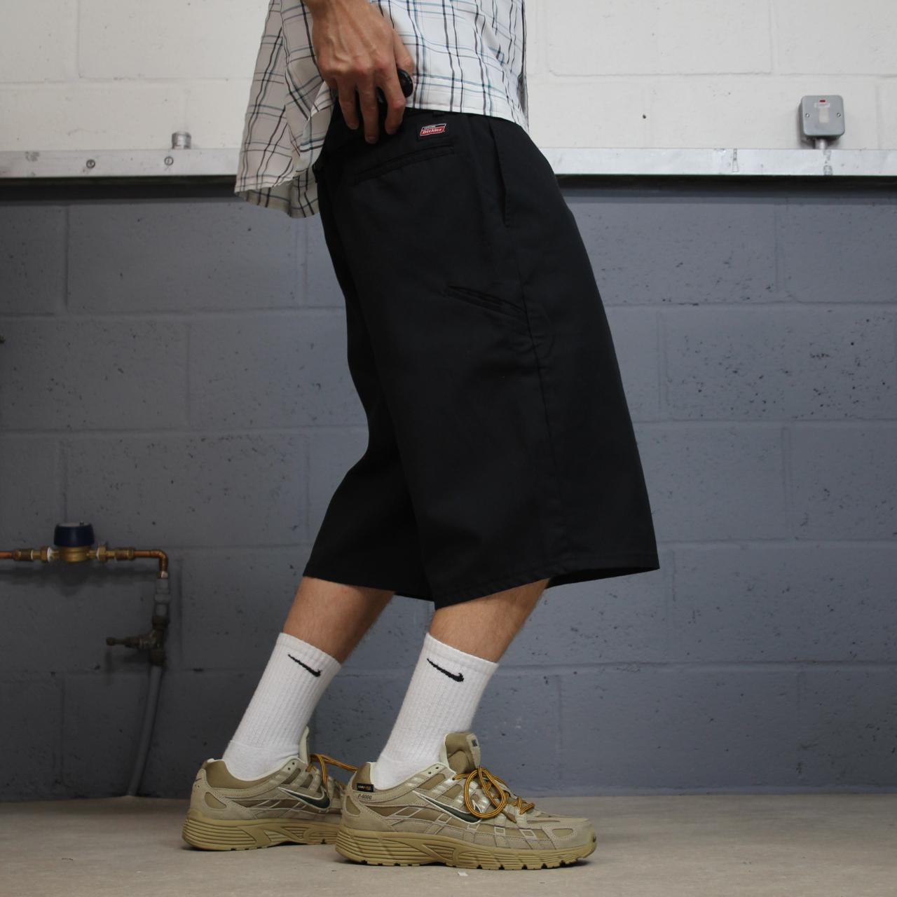 Dickies baggy carpenter chino shorts black Loose long leg skater / surf shorts festival