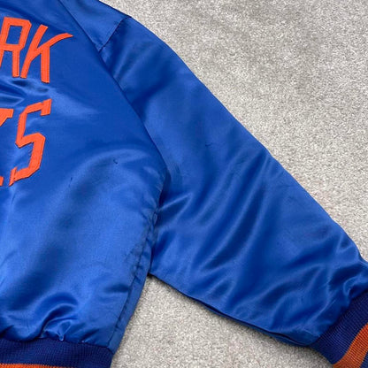 Vintage 90s NBA New York Knicks bomber jacket XL Hardwood Classics men's blue varsity