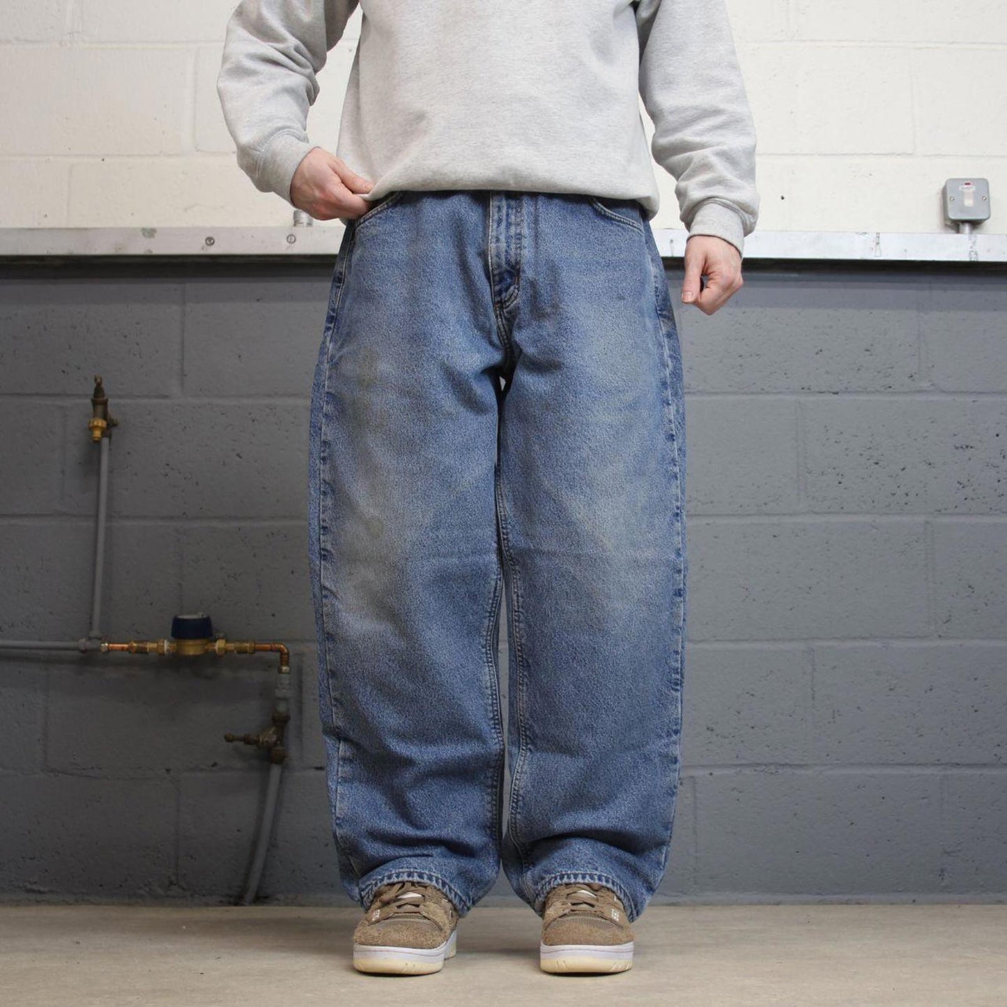 Y2K baggy Carhartt denim jeans blue Loose relaxed fit flannel lined skate style workwear pants