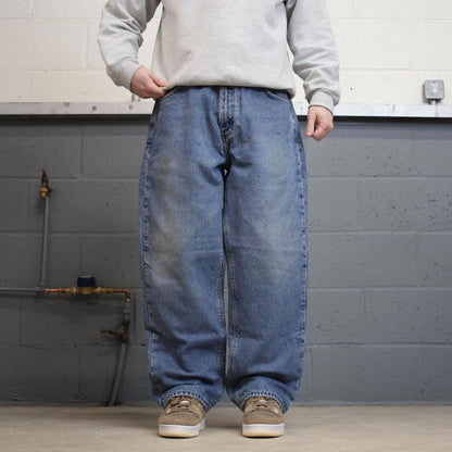 Y2K baggy Carhartt denim jeans blue Loose relaxed fit flannel lined skate style workwear pants