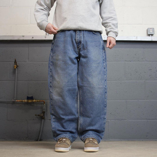 Y2K baggy Carhartt denim jeans blue Loose relaxed fit flannel lined skate style workwear pants