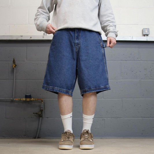 Y2k baggy carpenter shorts skater style blue Denim loose leg RK Brand summer festival jorts