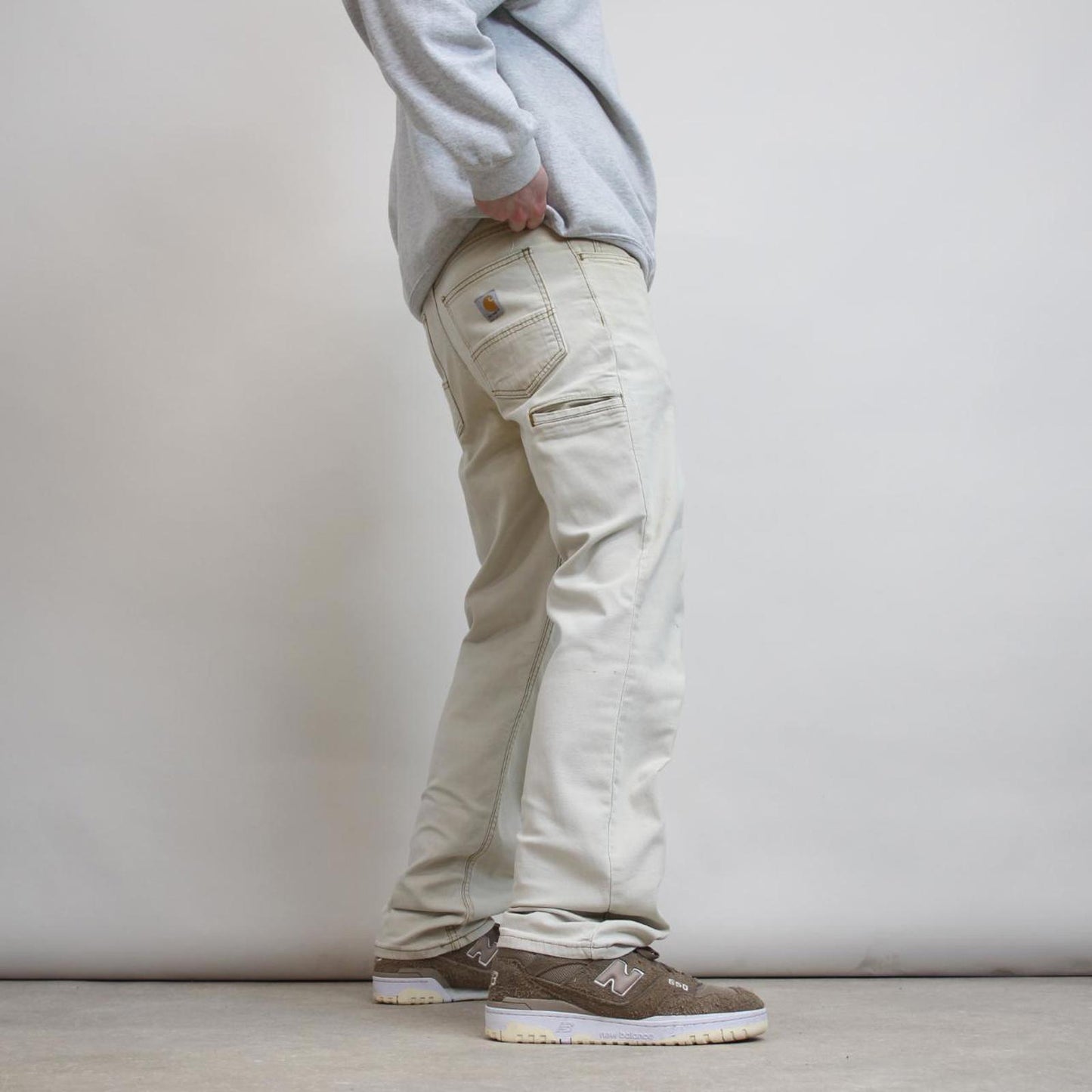 Mens Carhartt carpenter pants W33 L31 tan relaxed 90s style cargos