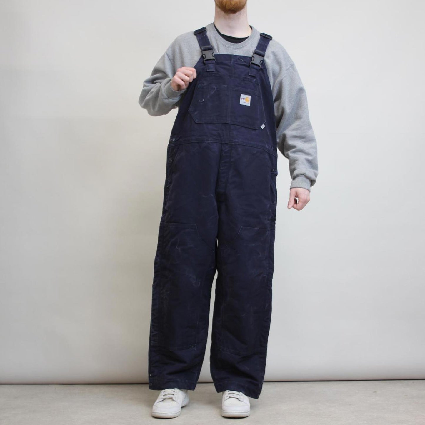Carhartt FR overalls W36 L28 navy baggy canvas padded carpenter dungarees