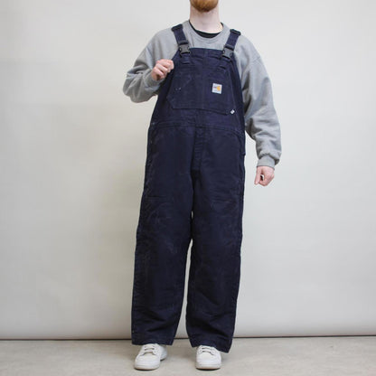 Carhartt FR overalls W36 L28 navy baggy canvas padded carpenter dungarees