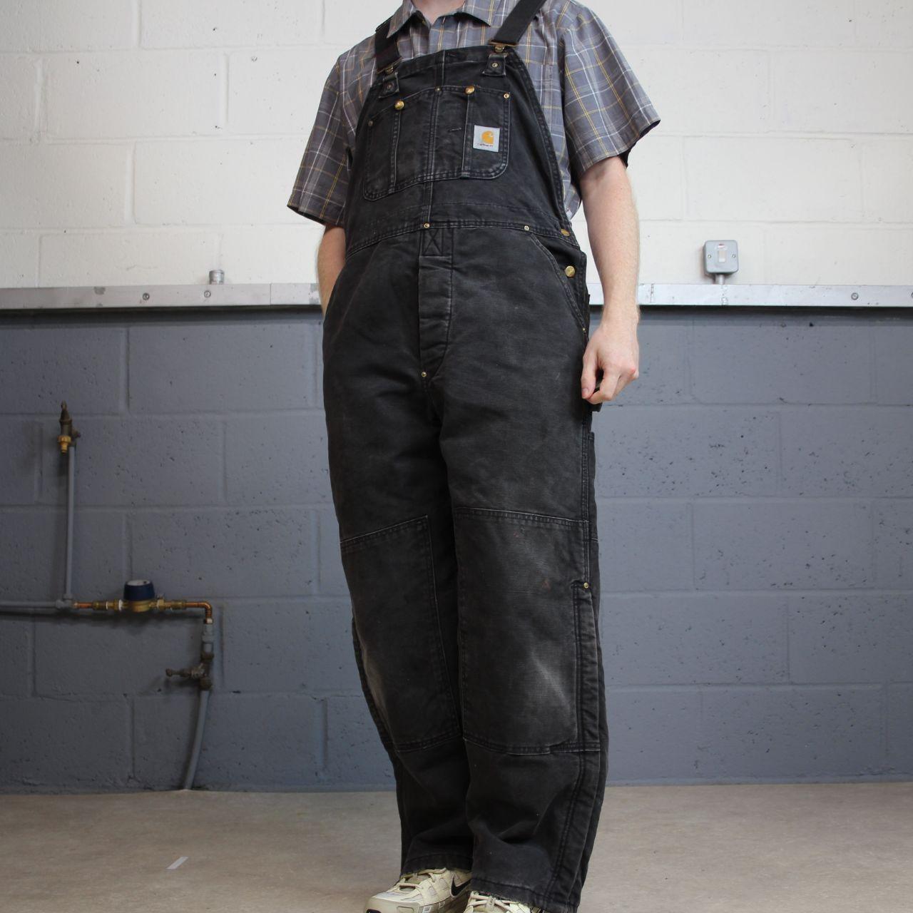 Carhartt baggy dungarees thick insulated overalls washed black