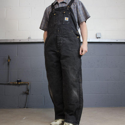 Carhartt baggy dungarees thick insulated overalls washed black