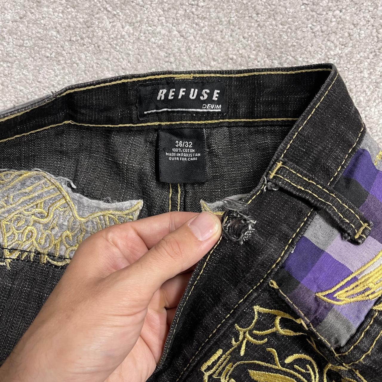 Y2k embroidered denim shorts black Refuse loose short skater festival jorts