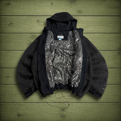 Columbia Omni-Wind tech jacket black paneled breathable technical jacket adjustable