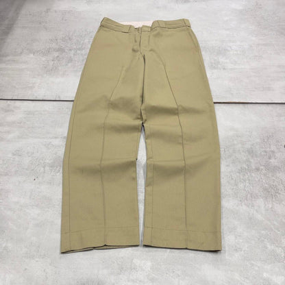 Khaki Dickies Pants W34L30 loose twill chino pleated 90s style skater pants