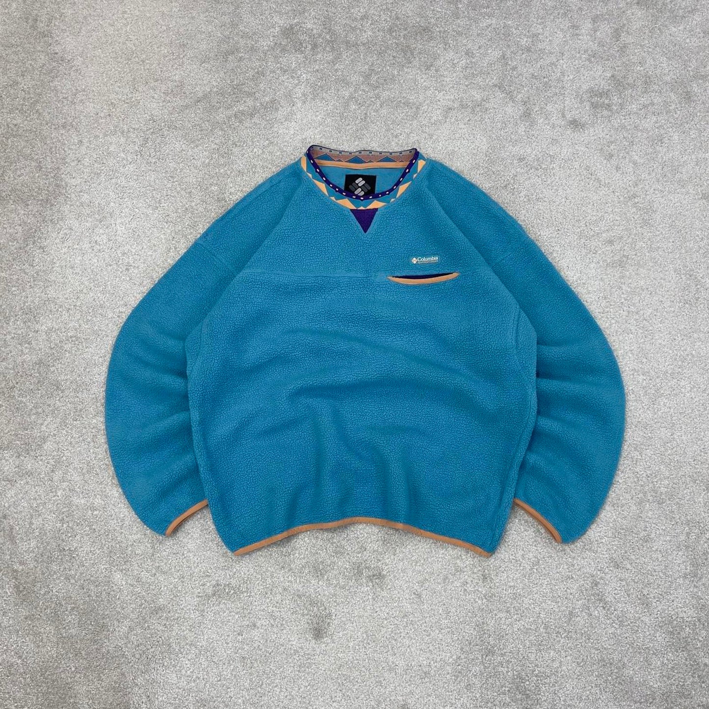Blue vintage Columbia technical fleece Large y2k pull over style autumn outdoors hiking