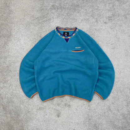 Blue vintage Columbia technical fleece Large y2k pull over style autumn outdoors hiking