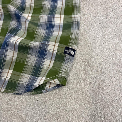 North Face checkered short sleeve shirt green TNF Festival style surf check shirt