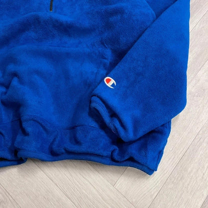 Vintage reversible Champion fleece jacket men's black blue quarter zip windbreaker coat