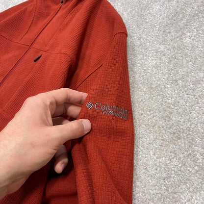00s Columbia technical fleece L men's red 1/4 zip up y2k waffle style autumn adjustable waist
