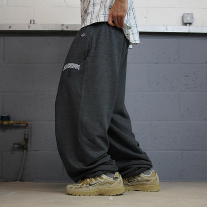 Y2K Champion baggy joggers grey wide leg cuffed Loose embroidered track pants
