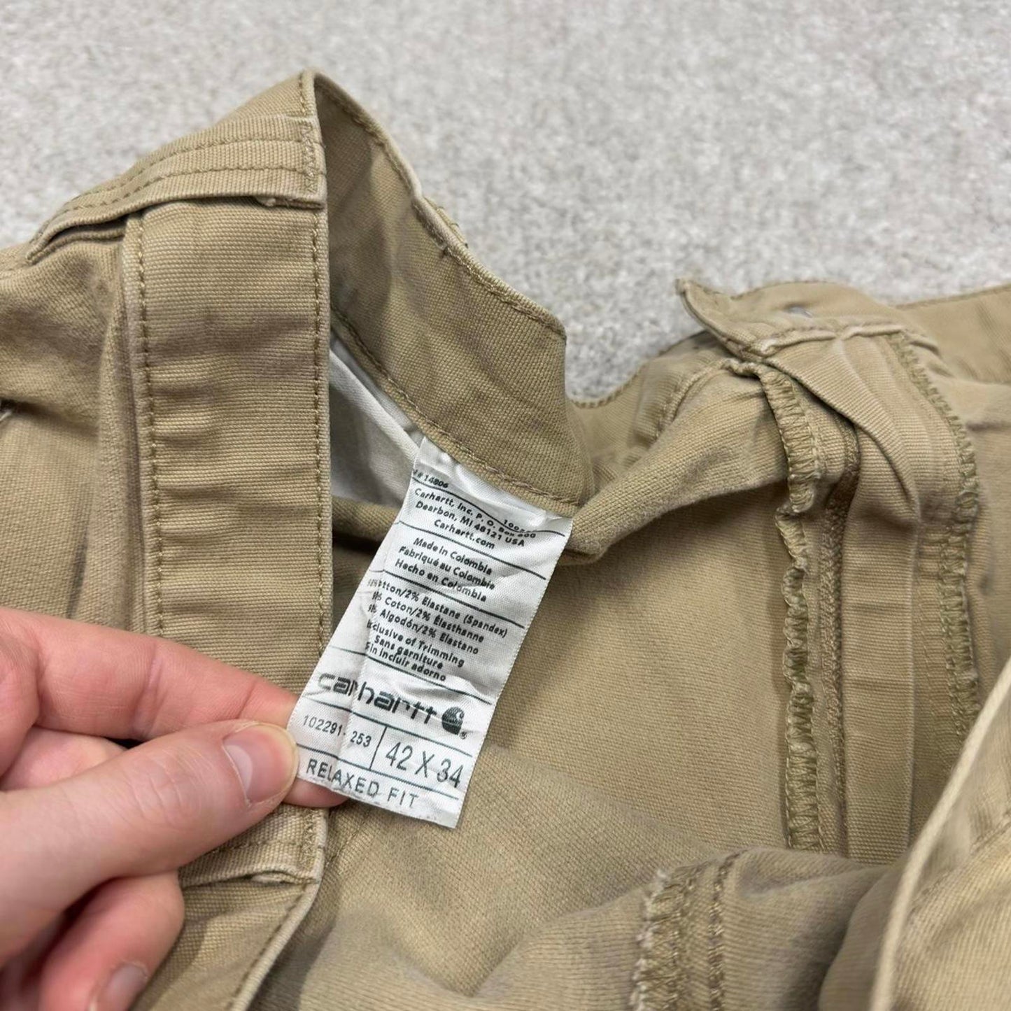 Y2K Carhartt carpenter jeans khaki Relaxed fit canvasy skate style workwear cargo pants