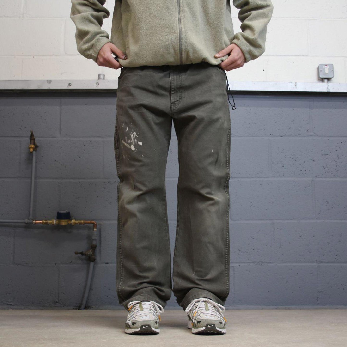 90s Dickies carpenter jeans workwear W40L32 00s skate style green canvasy worker cargos