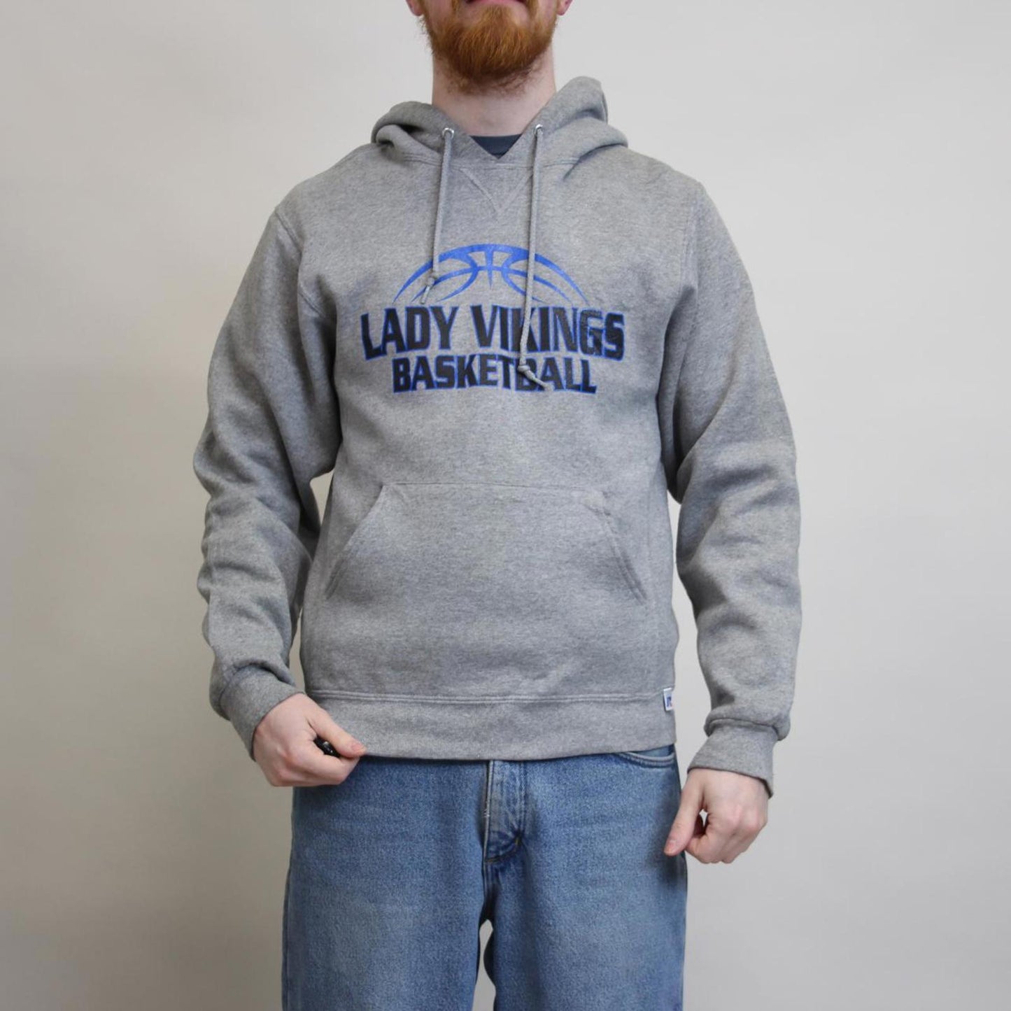 Grey Russell Athletic hoodie S boxy pullover jumper print design