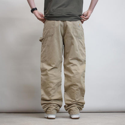 Carhartt carpenter trousers W36L36 loose flannel lined cargo pants skater style