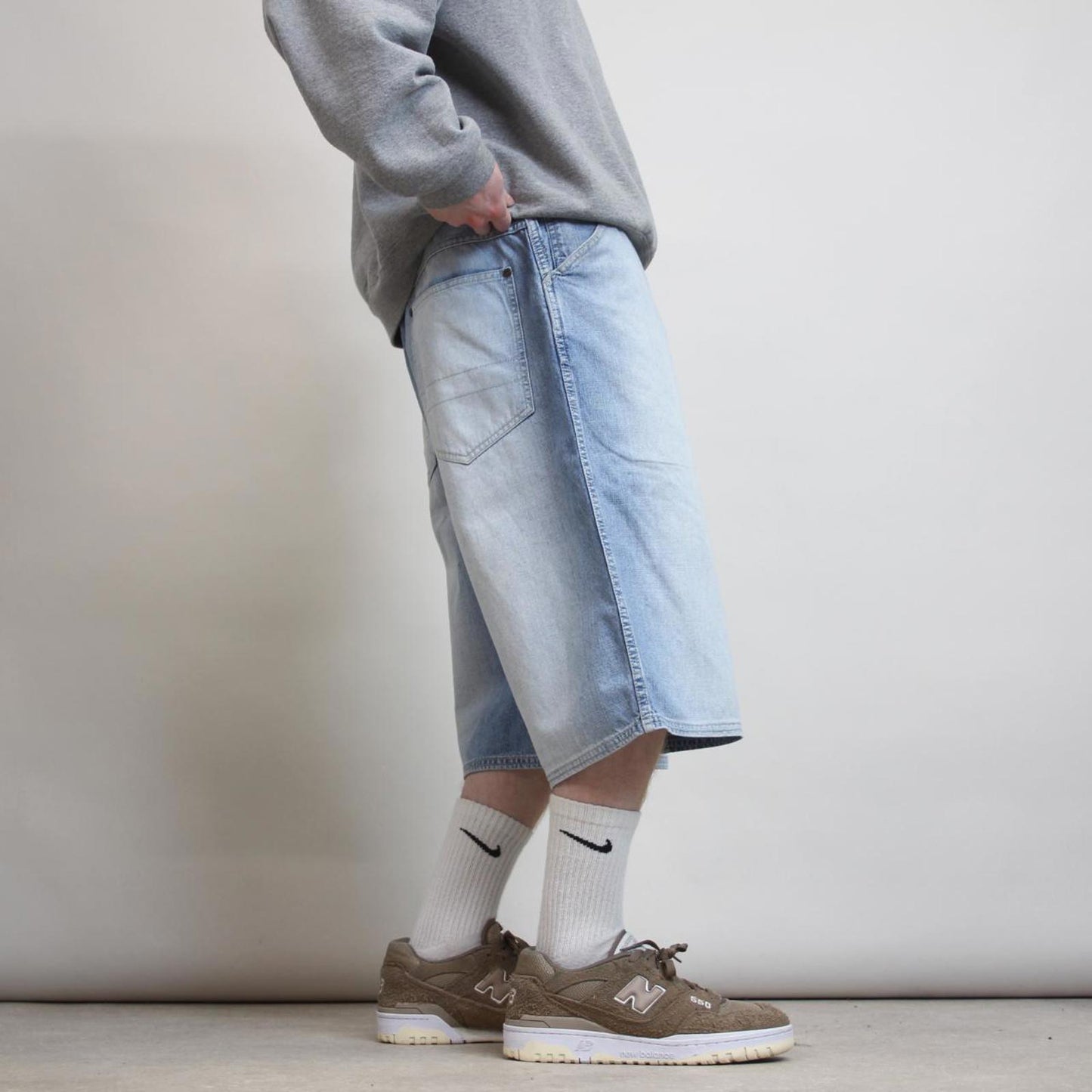 Baggy Ecko Unltd denim shorts W34 long wide leg 90s style skater jorts