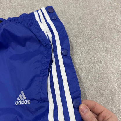 Vintage Y2K baggy Adidas tracksuit bottoms blue Wide-leg embroidered lined leg popper track pants