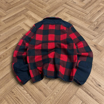 Y2K Colombia fleece checkered pattern Half zip autumn paneled check fleece