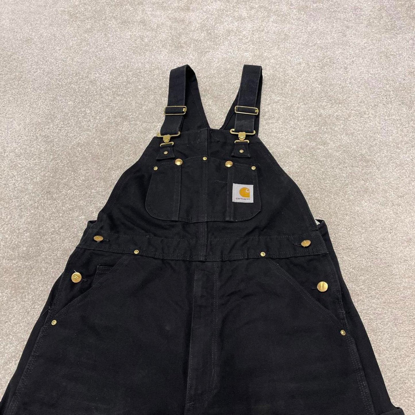 Vintage Carhartt dungarees W34L28 mens canvas overalls black utility worker skater