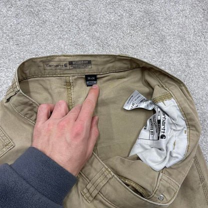 90s vintage Carhartt carpenter jeans W34L34 Mens beige relaxed y2k style canvasy cargos trousers