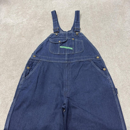 Vintage baggy denim dungarees 00s key overalls blue Patch logo and adjustable straps