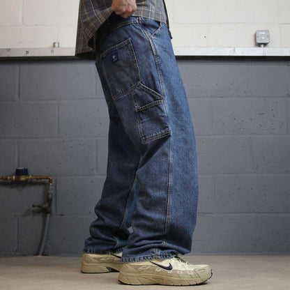 RK Brand baggy carpenter jeans y2k wide leg W34L30 blue Loose skater style work cargos