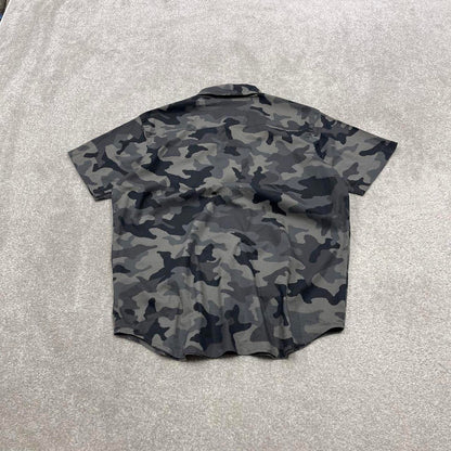 Y2K camo shirt short sleeve Columbia grey Surf style camouflage shirt summer festival