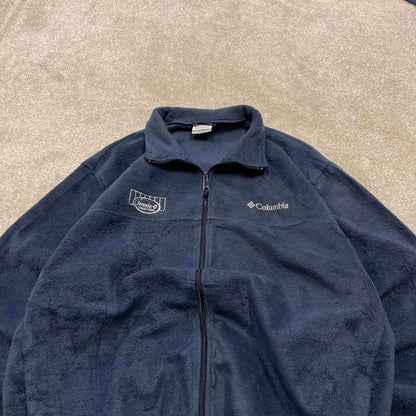 00s Columbia technical fleece XL men's navy full zip up y2k style autumn adjustable waist