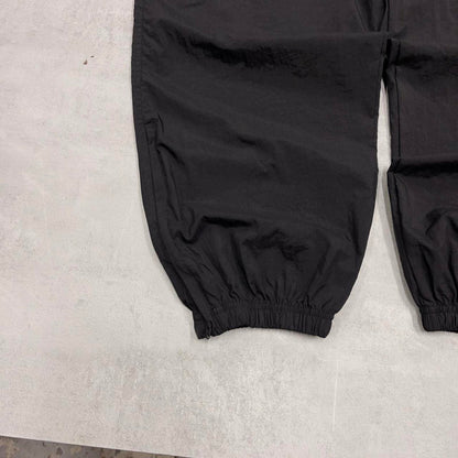 Black Reebok trackies L Loose y2k shell suit sportswear tracksuit bottoms ankle zips cuffed legs