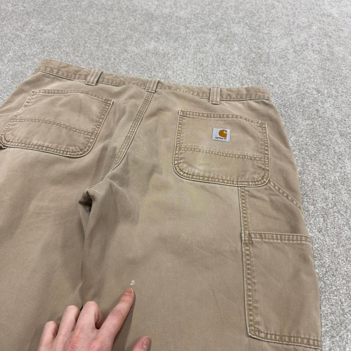 Y2K Carhartt carpenter pants beige Loose relaxed fit skate style workwear cargo pants